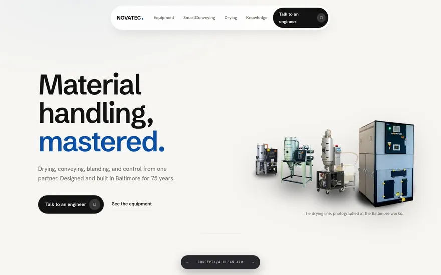 Concept 1 preview: light editorial homepage with large typography
