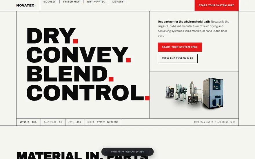 Concept 4 preview: Swiss grid homepage with modular product system